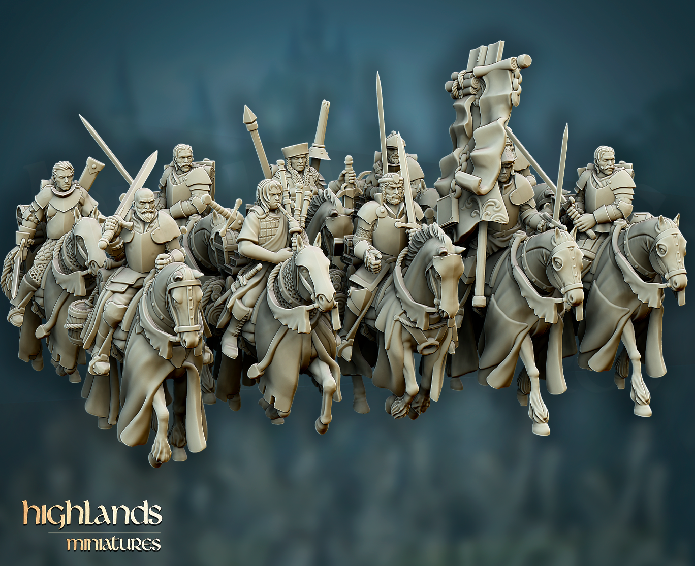 Mounted Questing Knights | Gallia, the Medieval Kingdom | Highlands Miniatures