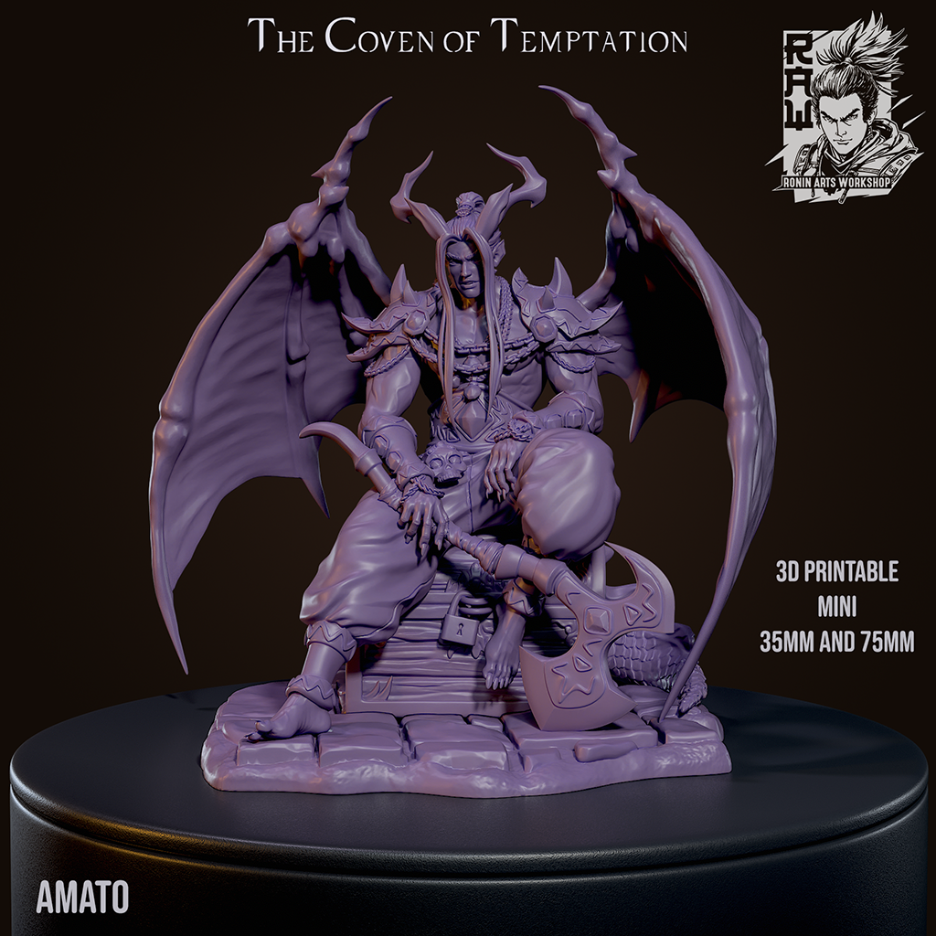 Amato the Incubus - Lord of Excess | NSFW or SFW | Resin 3D Printed Pinup | Ronin Arts Workshop