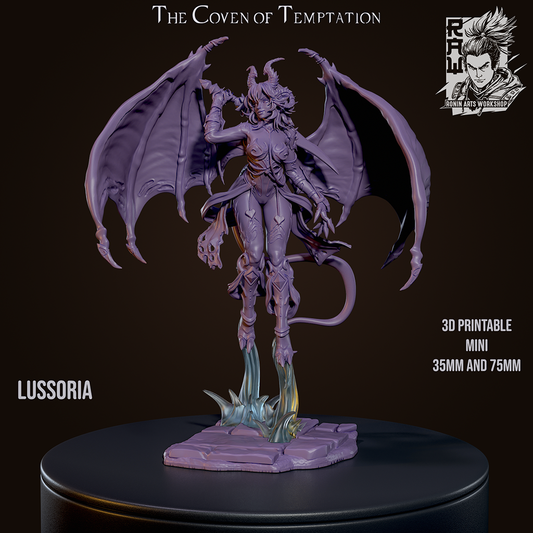 Lussoria the Succubus - Omen of Desire | NSFW or SFW | Resin 3D Printed Pinup | Ronin Arts Workshop