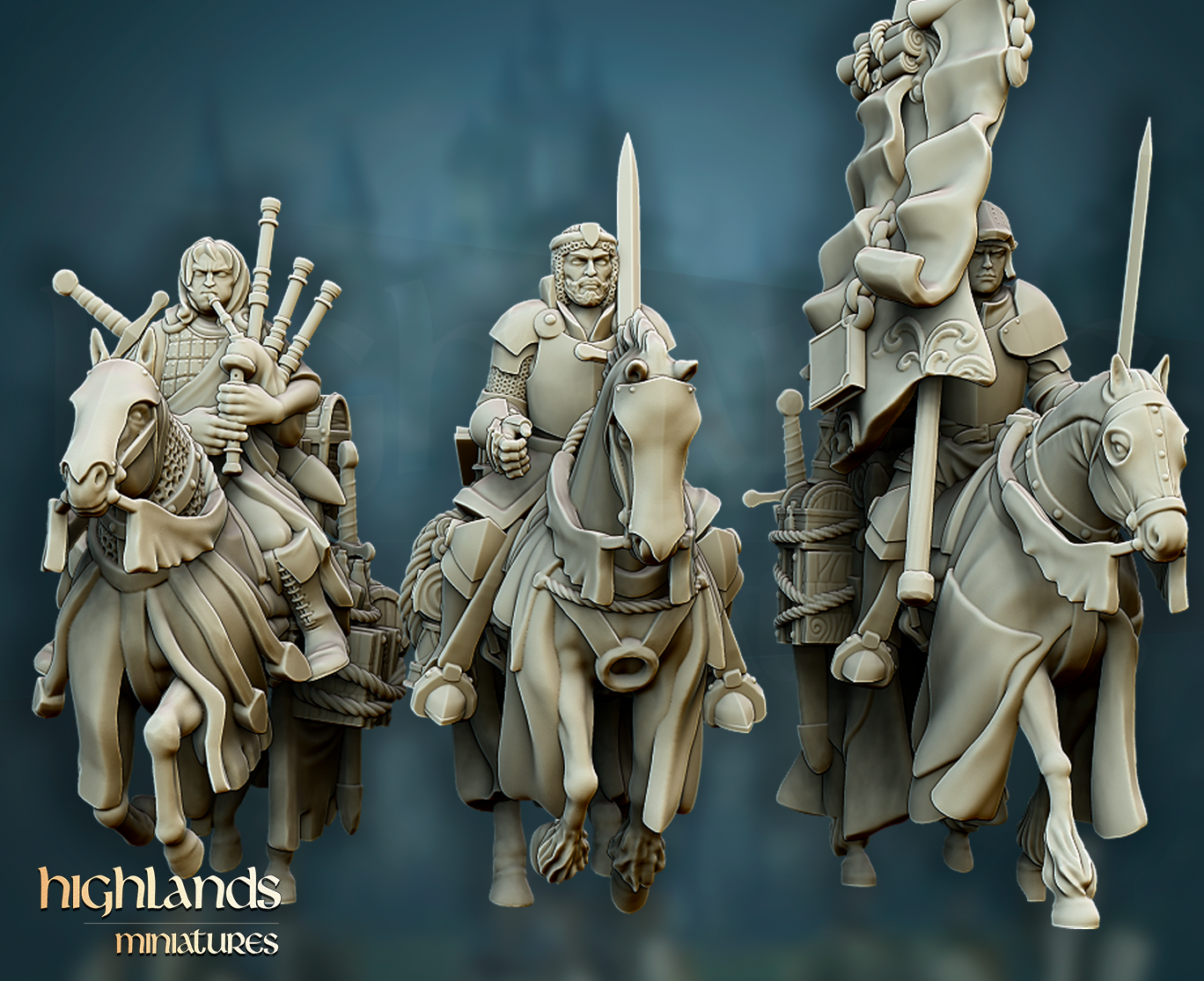 Mounted Questing Knights | Gallia, the Medieval Kingdom | Highlands Miniatures