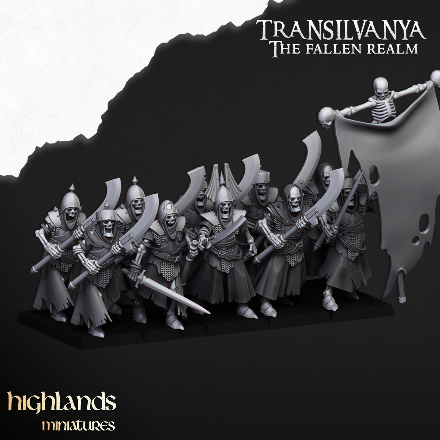 Skeletal Guard (Great Weapons) | Transilvanya - The Fallen Realm | Highlands Miniatures