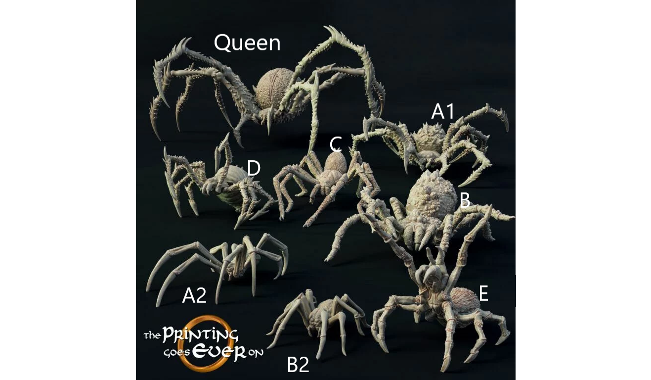 Giant Spiders | Lair of the Brood Mother | MESBG | The Printing Goes Ever On