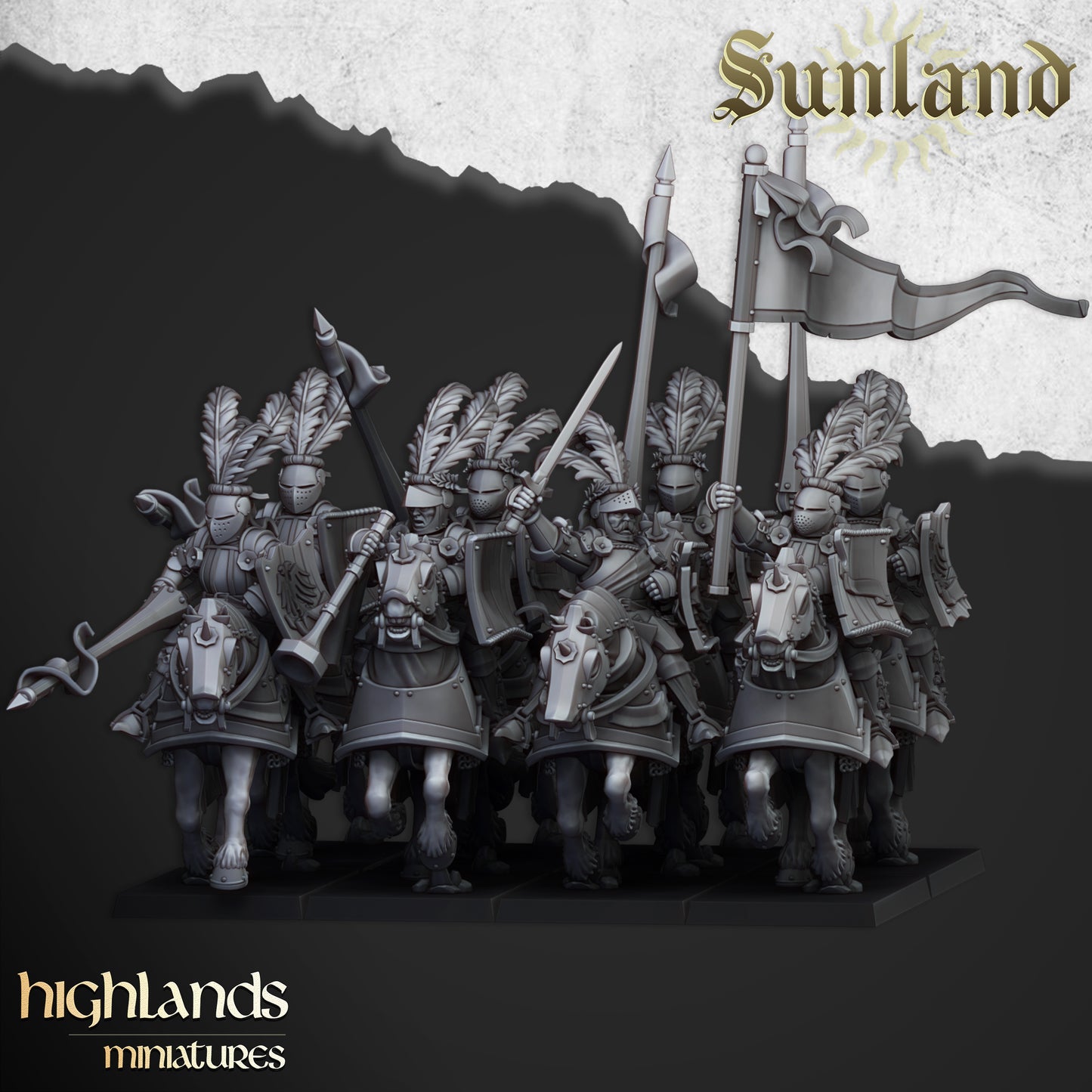 Sunland Mounted Knights (Remastered) | Sunland, Empire of the Sun | Highlands Miniatures