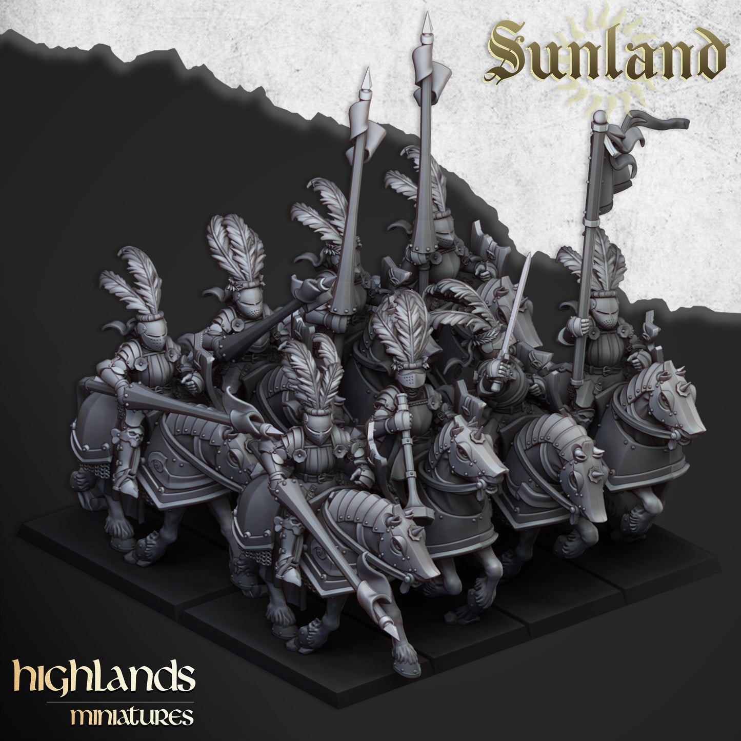 Sunland Mounted Knights (Remastered) | Sunland, Empire of the Sun | Highlands Miniatures