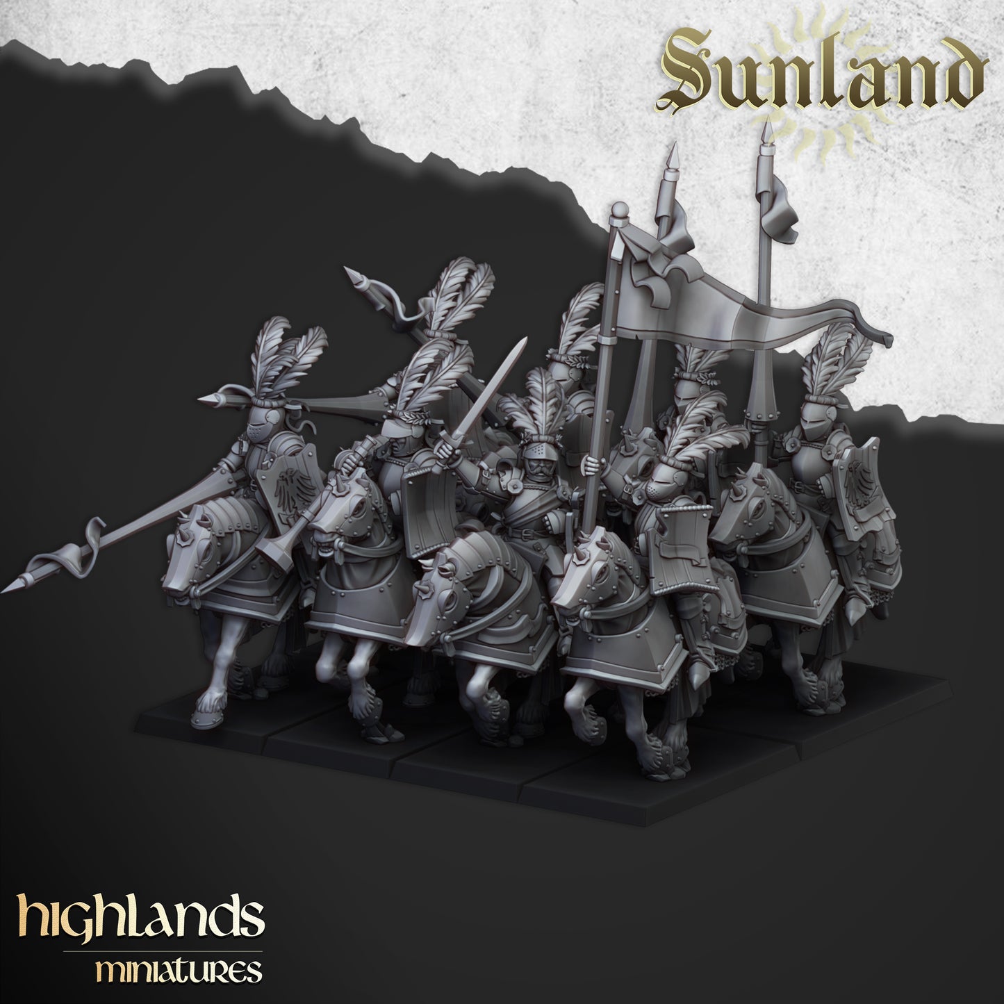 Sunland Mounted Knights (Remastered) | Sunland, Empire of the Sun | Highlands Miniatures