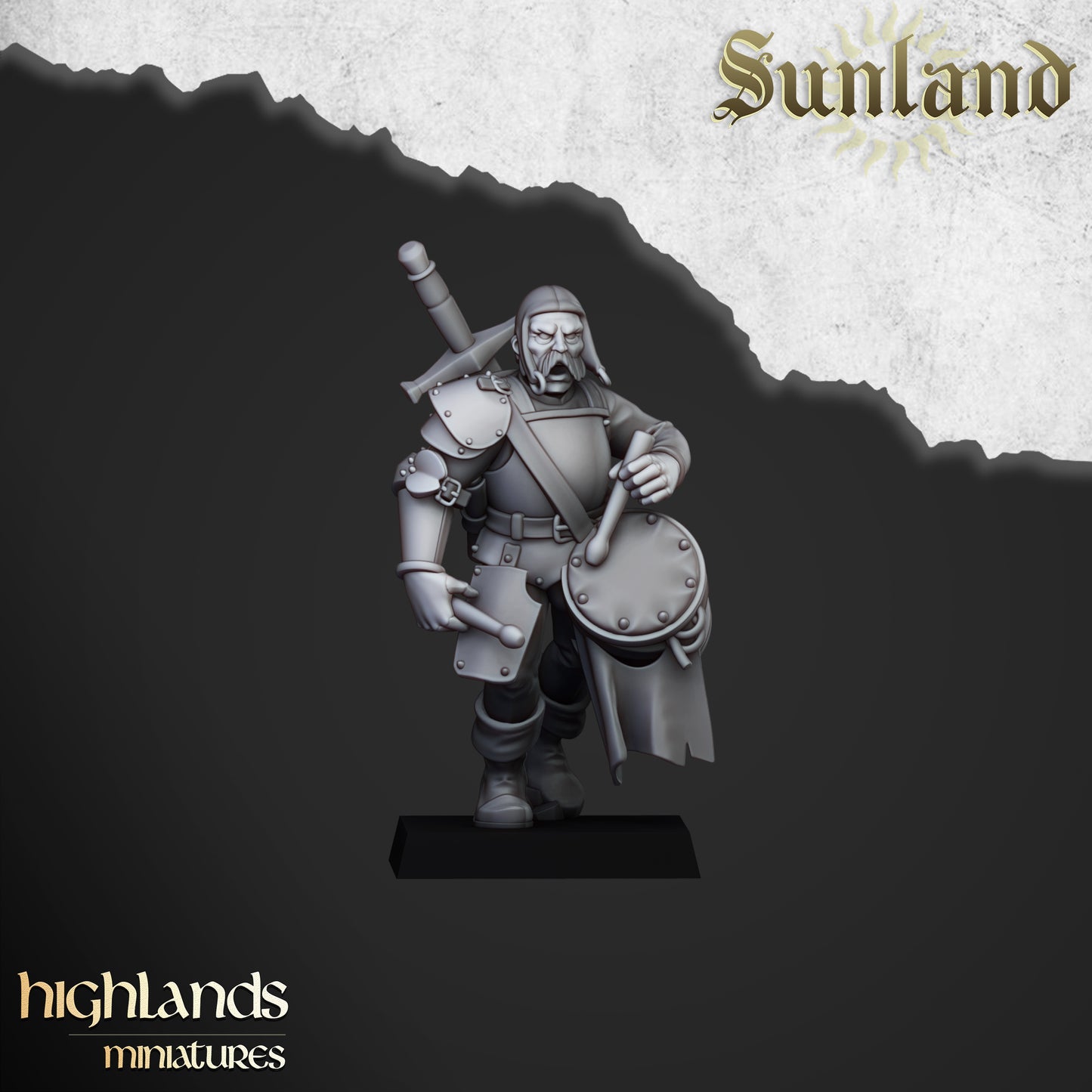Landsknecht Command Group (Remastered) | Sunland, Empire of the Sun | Highlands Miniatures