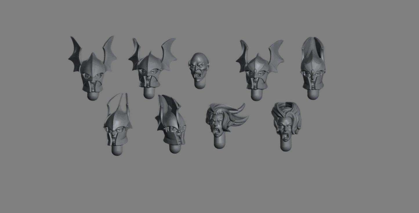 Vampire Knights Heads | Transilvanya - The Fallen Realm | Highlands Miniatures