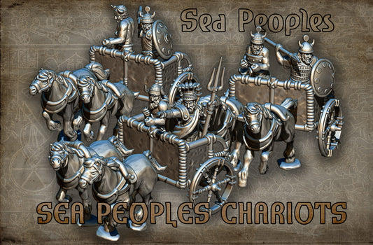 Sea Peoples Chariots | Sea Peoples | 15, 28, 32mm| Resin 3D Printed | Red Copper Miniatures | Tabletop Historical Gaming