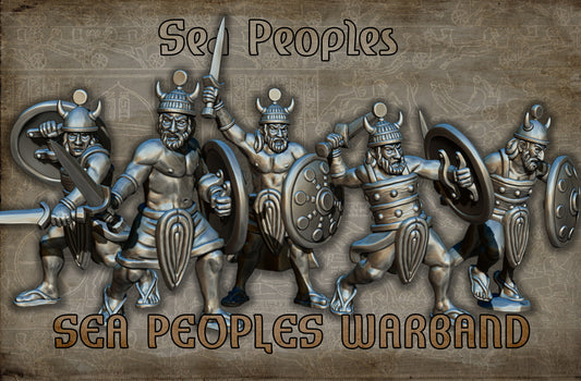 Sea Peoples Warbands | Sea Peoples | 15, 28, 32mm| Resin 3D Printed | Red Copper Miniatures | Tabletop Historical Gaming
