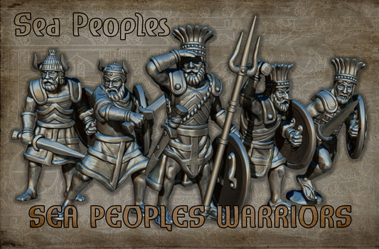 Sea Peoples Warriors | Sea Peoples | 15, 28, 32mm| Resin 3D Printed | Red Copper Miniatures | Tabletop Historical Gaming