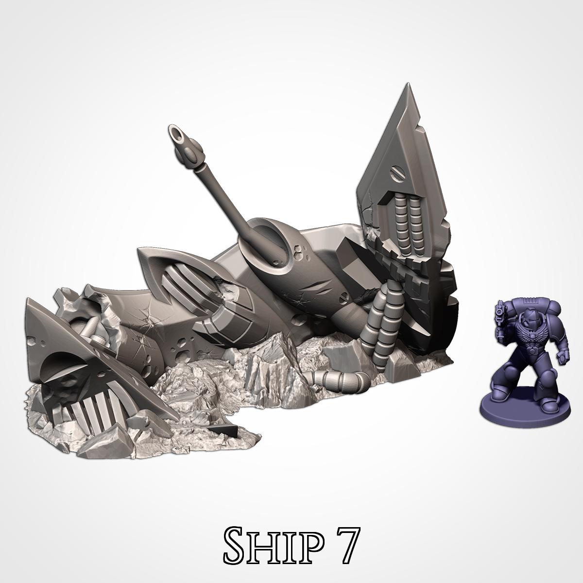 Crashed Xenos Spaceships | Scatter Terrain | Txarli Factory