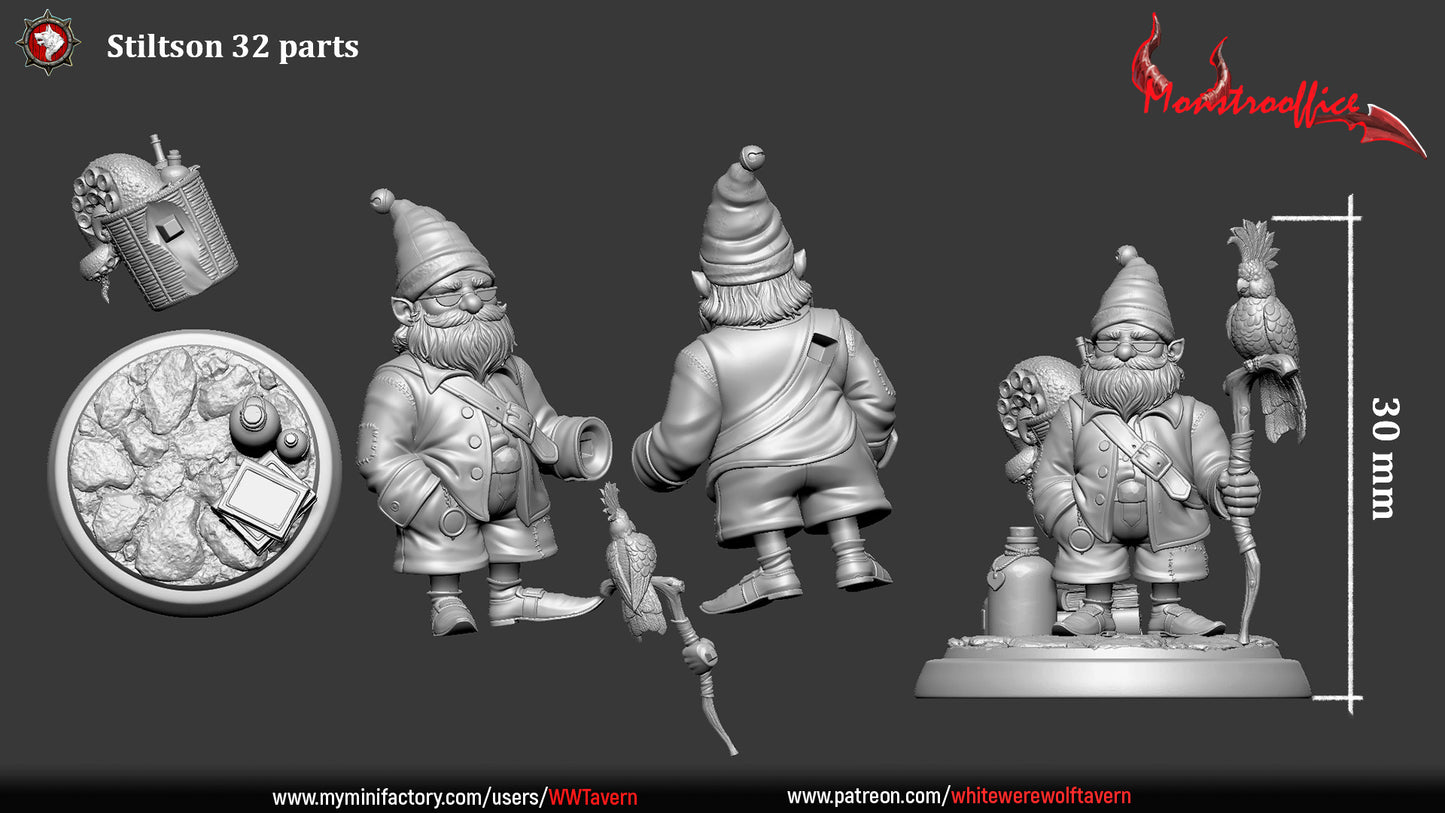 The Extraordinary Stiltson | Monstrooffice | Multiple Scales | Resin 3D Printed Miniature | White Werewolf Tavern