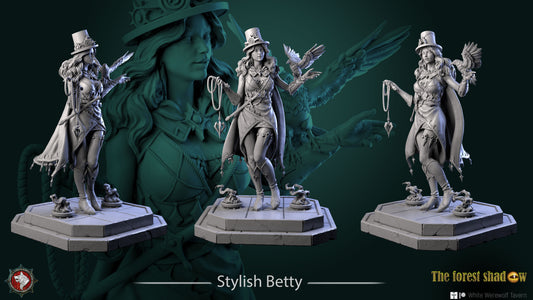 Stylish Betty | The Forest Shadow | Multiple Scales | Resin 3D Printed Miniature | White Werewolf Tavern