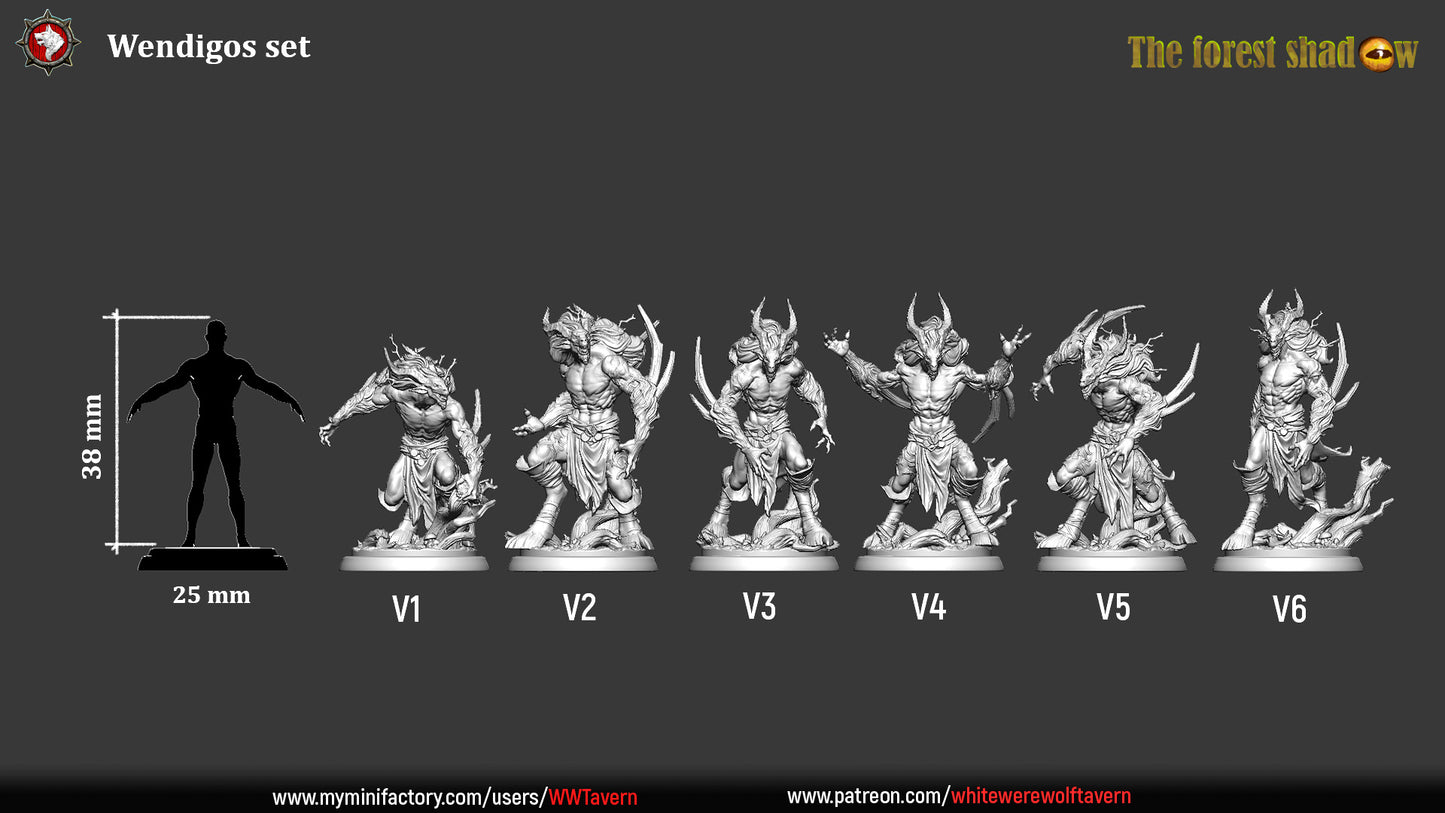 Wendigos Set | The Forest Shadow | Resin 3D Printed Miniature | White Werewolf Tavern | DnD