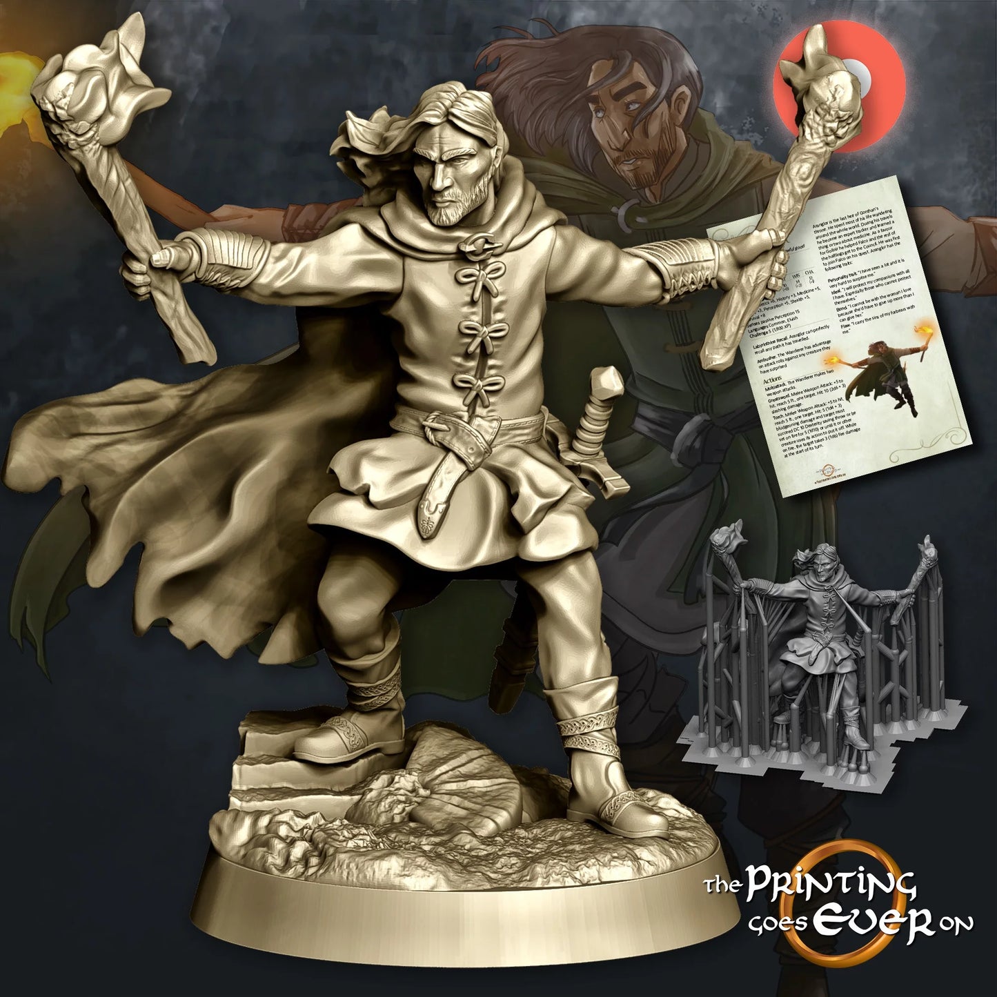 Aranglor – Ranger with Flaming Torches | Waylay at Fehntop | MESBG | The Printing Goes Ever On