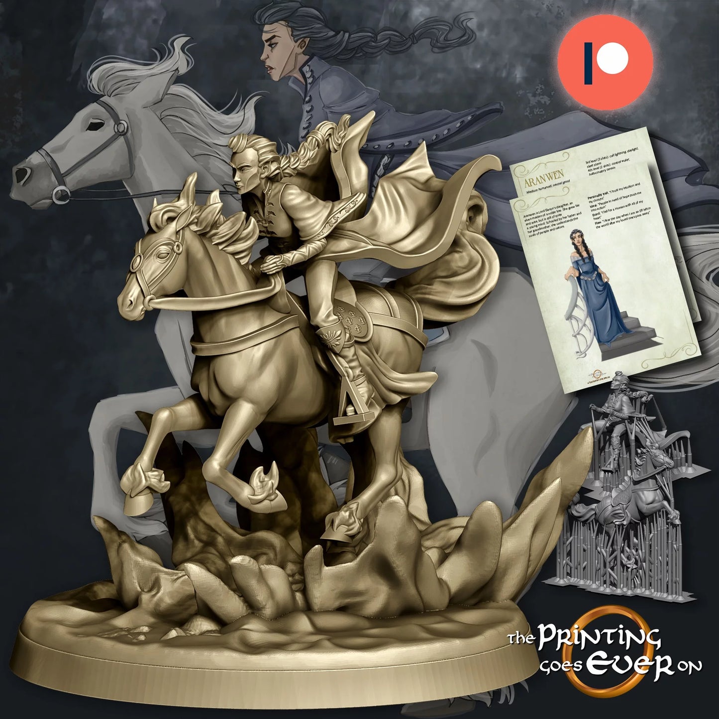 Lady Aranwen – On Foot and Mounted | Crossing the River | MESBG | The Printing Goes Ever On