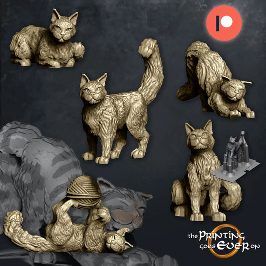 House Cats - Five Poses | The Town of Breie | MESBG | The Printing Goes Ever On