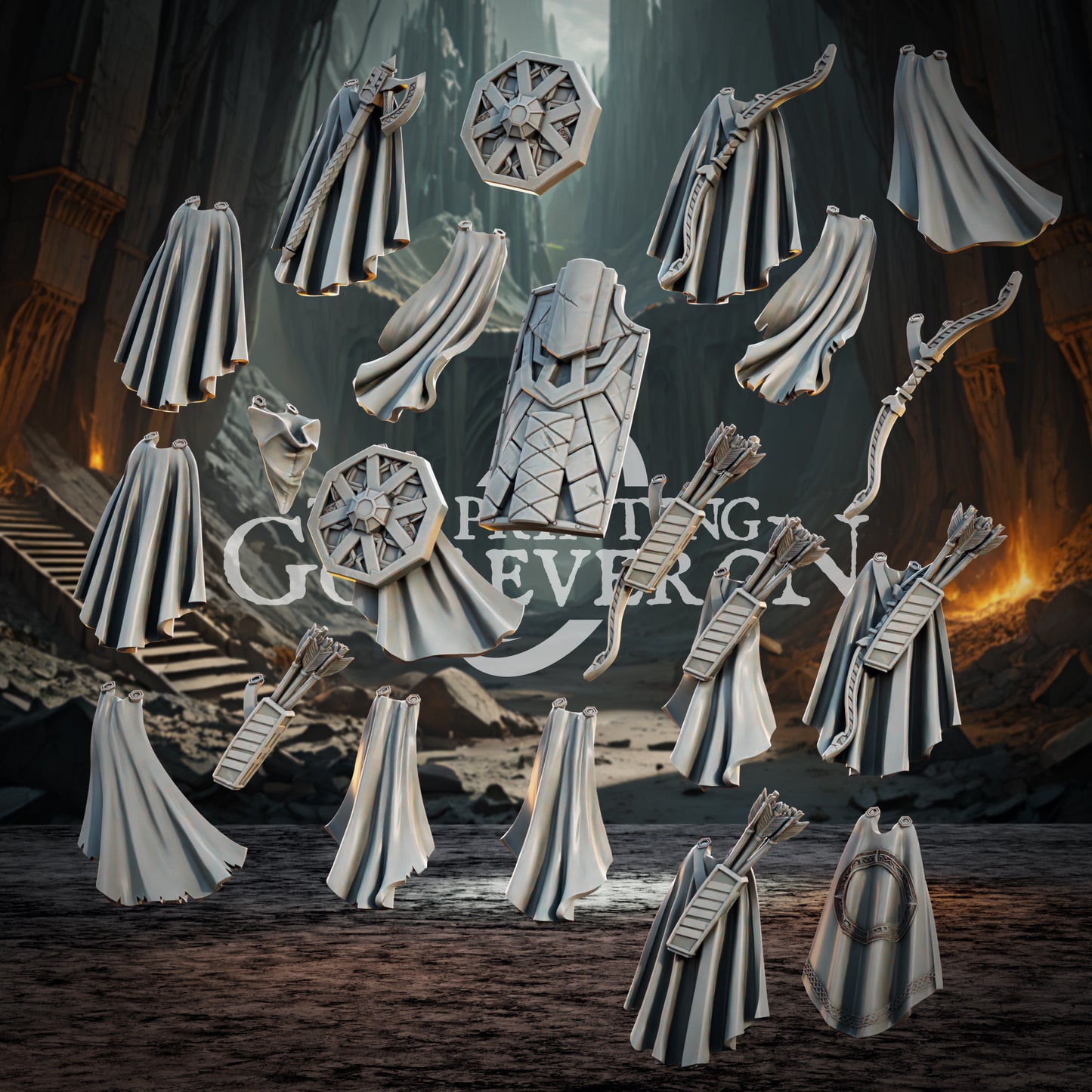 Bits - Dwarven Back Cloaks/Bows/Shields | Tales of the Deep | MESBG | The Printing Goes Ever On