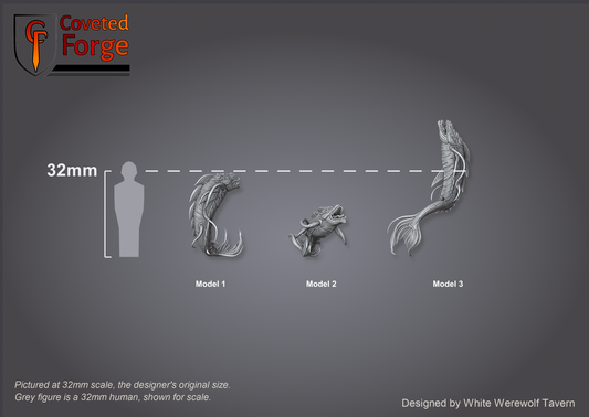 Scale reference: Depth Horrors at 32mm scale beside a 32mm human silhouette