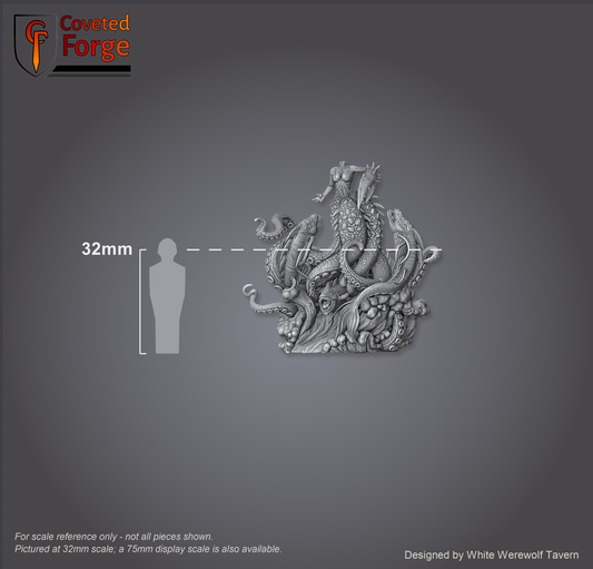 Scale reference: The Drowned Mother at 32mm scale beside a 32mm human silhouette