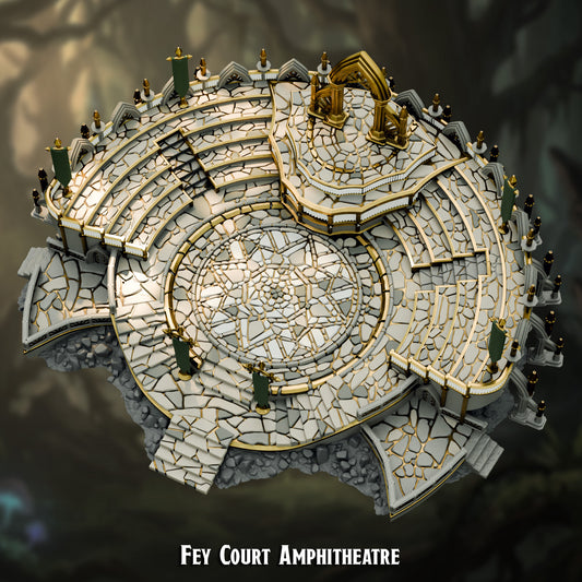 Alternate view of the Fey Court Amphitheatre elven terrain showing the tiered seating and central arena floor