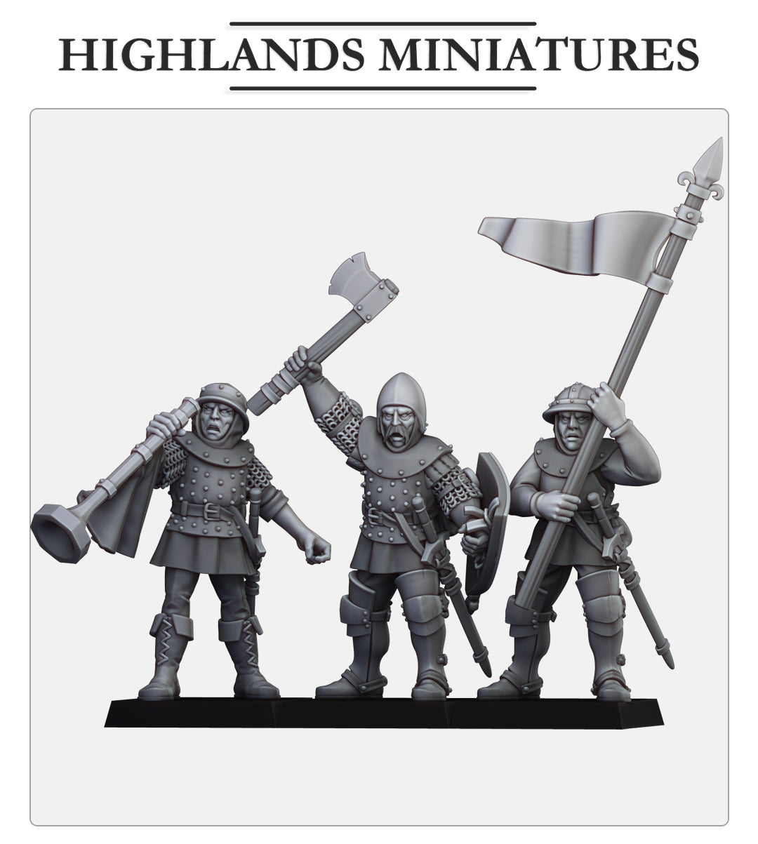 Shooters Command Group | Gallia, the Medieval Kingdom | Highlands Miniatures