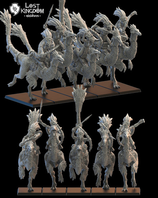 Gallillimus Kuaxotl Riders | Saurian Ancients | Lost Kingdom Miniatures |