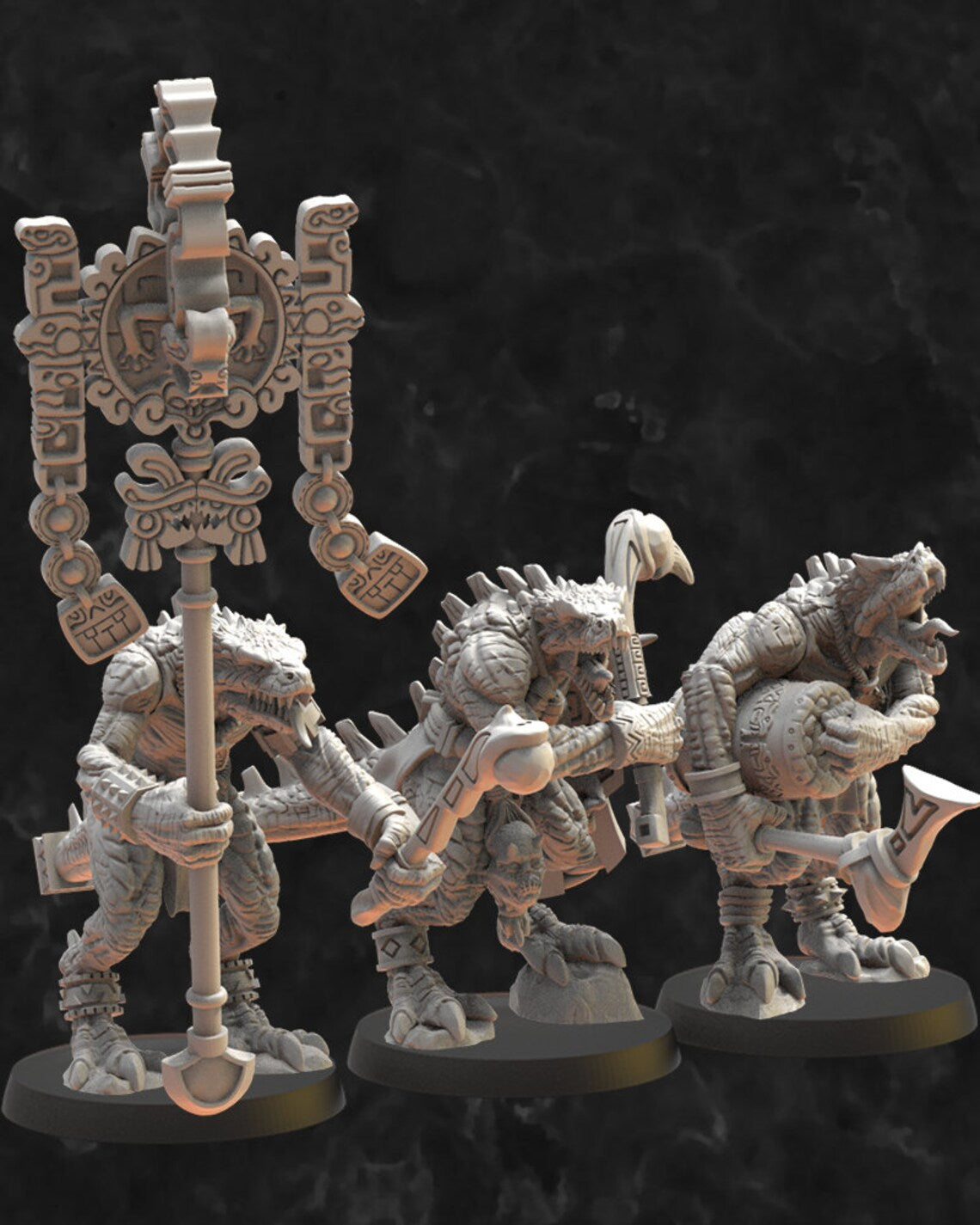 Ezocamatl Command Group | Saurian Ancients | Lost Kingdom Miniatures |