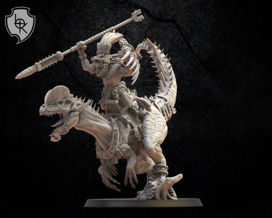 Ezocamatl General on Dilophosaurus | Saurian Ancients | Lost Kingdom Miniatures |