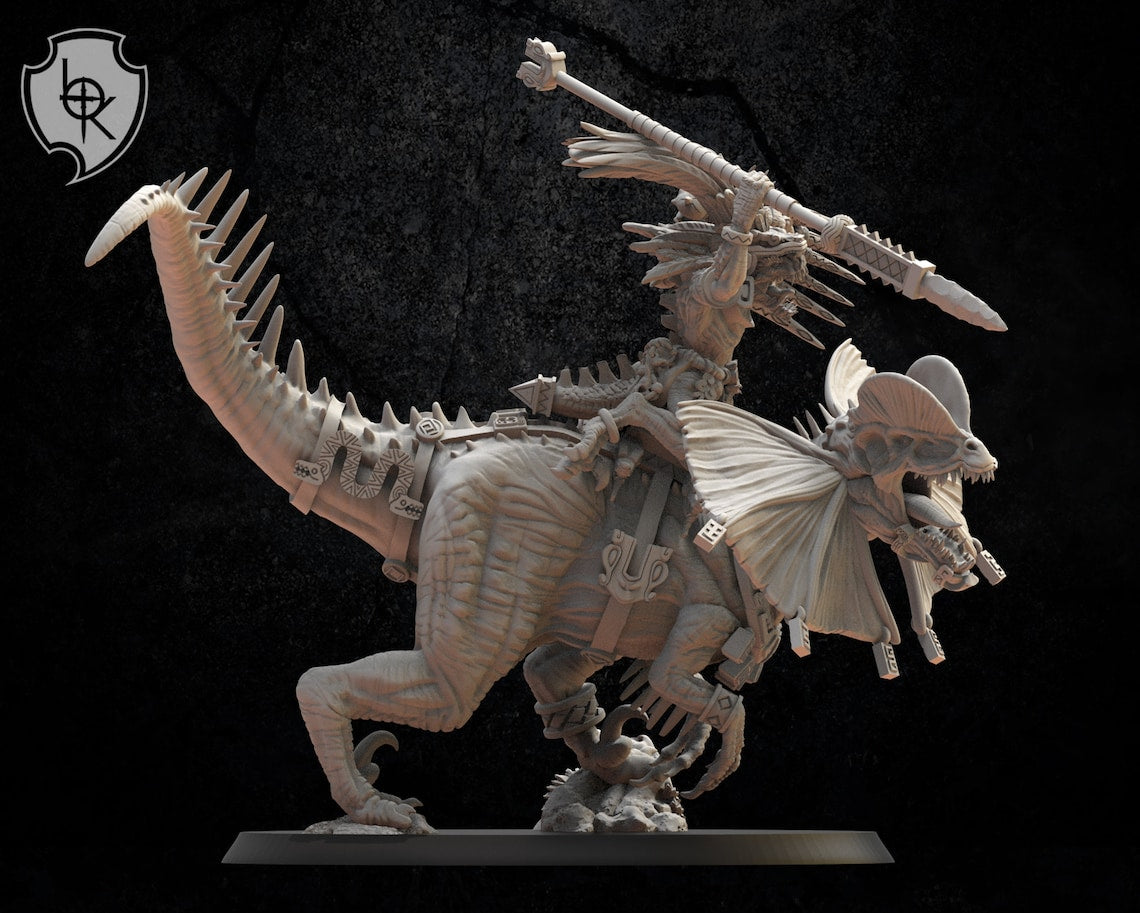 Ezocamatl General on Dilophosaurus | Saurian Ancients | Lost Kingdom Miniatures |