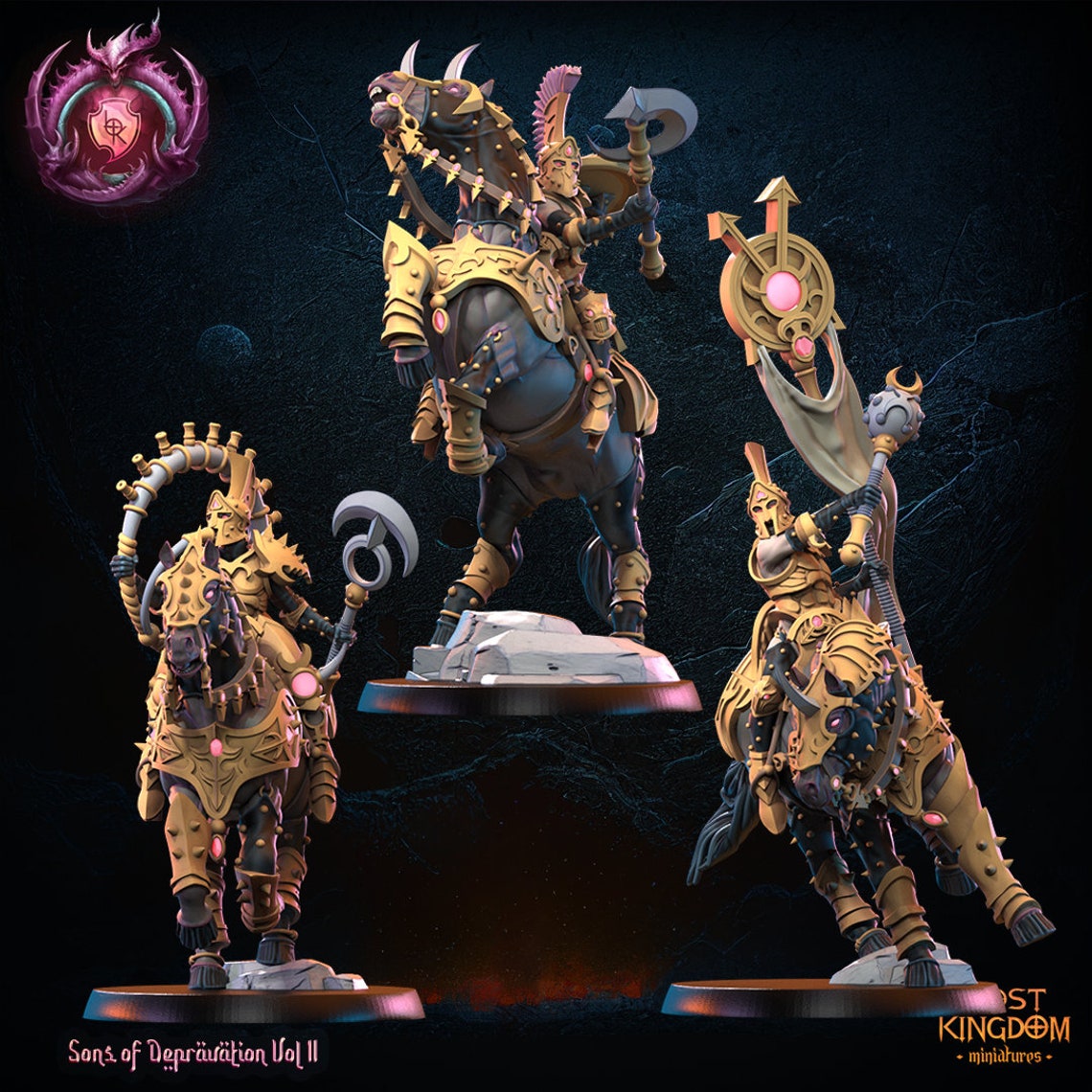 Chaotic Depraved Knights Command Group | Sons of Depravation | Lost Kingdom Miniatures