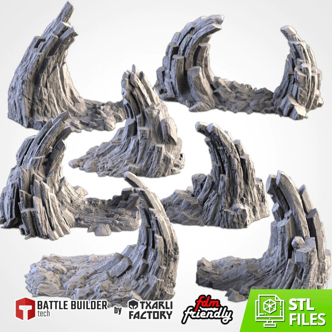Jagged Rocks Terrain | Scatter Terrain | Txarli Factory | Table Top Gaming