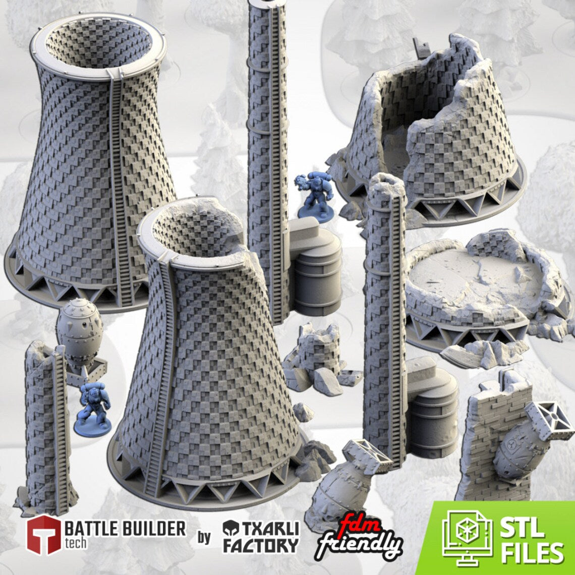 Post-Apocalyptic Nuclear Factory Terrain | Scatter Terrain | Txarli Factory | Table Top Gaming