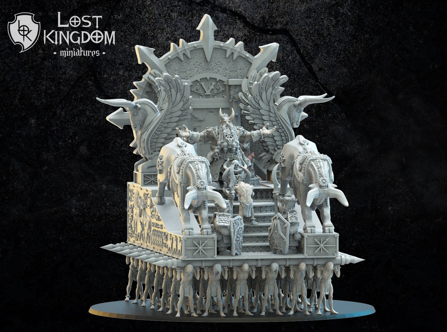 Assur, The God King On Palanquin | Infernal Dwarves | Lost Kingdom Miniatures