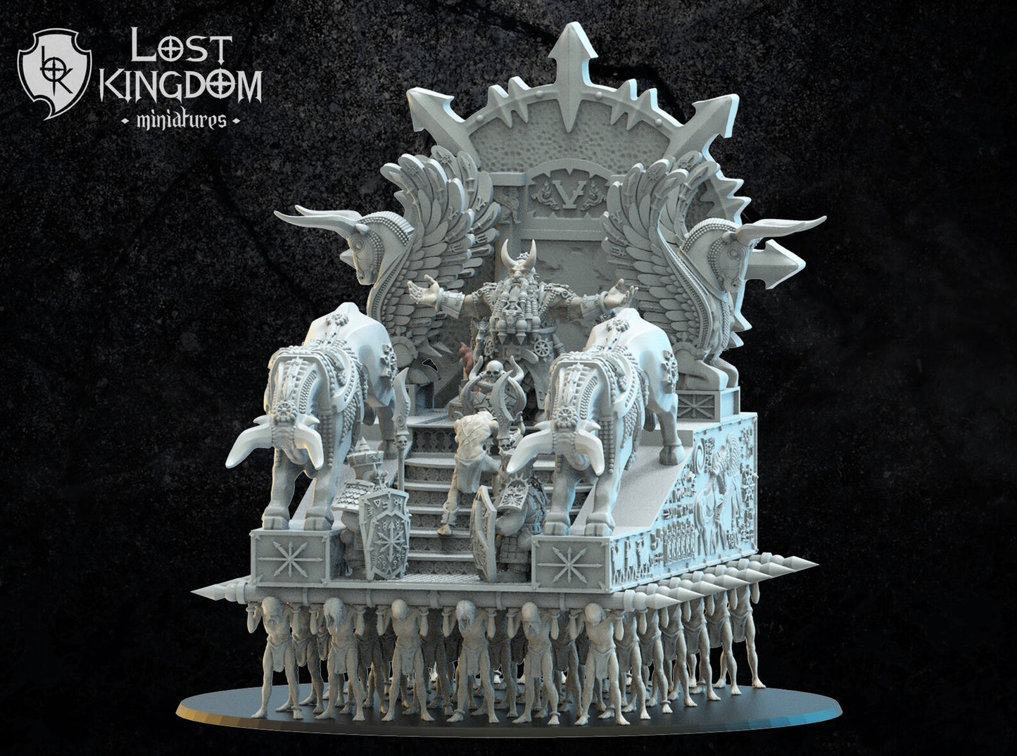 Assur, The God King On Palanquin | Infernal Dwarves | Lost Kingdom Miniatures