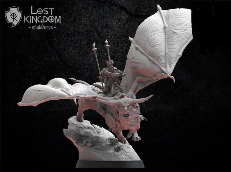 Krun-Ghaz Firehands On Lamassu Scholar | Infernal Dwarves | Lost Kingdom Miniatures