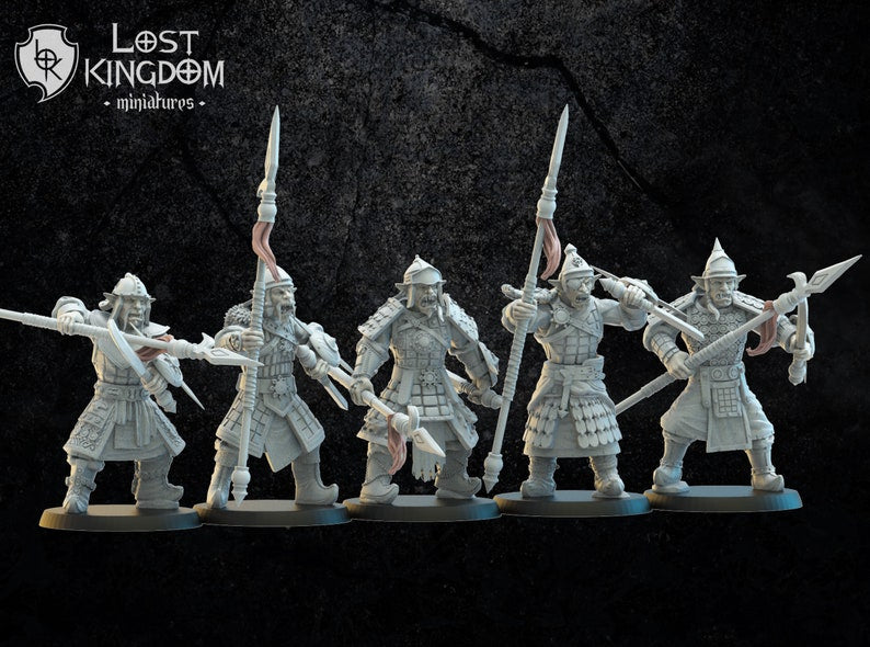 Mongobbo spearmen on foot | Greenskins | Infernal Dwarves | Lost Kingdom Miniatures |