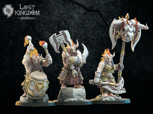 Berserker Unit Command Group | Infernal Dwarves | Lost Kingdom Miniatures |