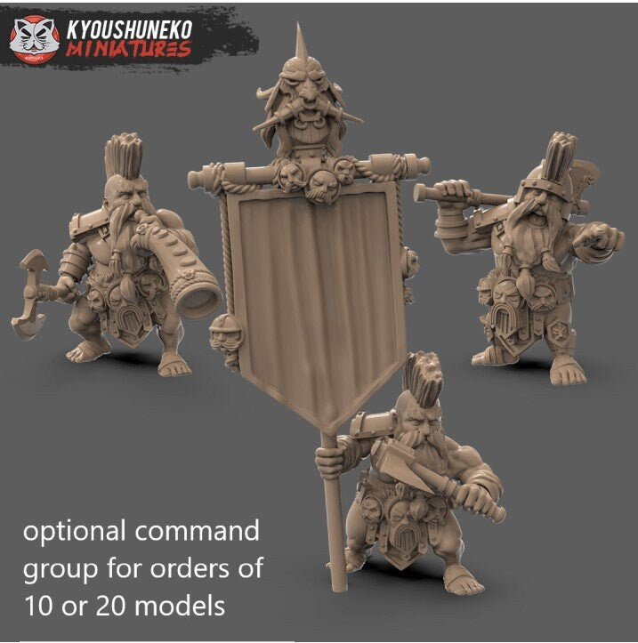 Dwarf Slayers (Two Axes or Greataxe| Resin 3D Printed Miniatures | Kyoushuneko | Table Top Gaming | RPG | D&D | Pathfinder