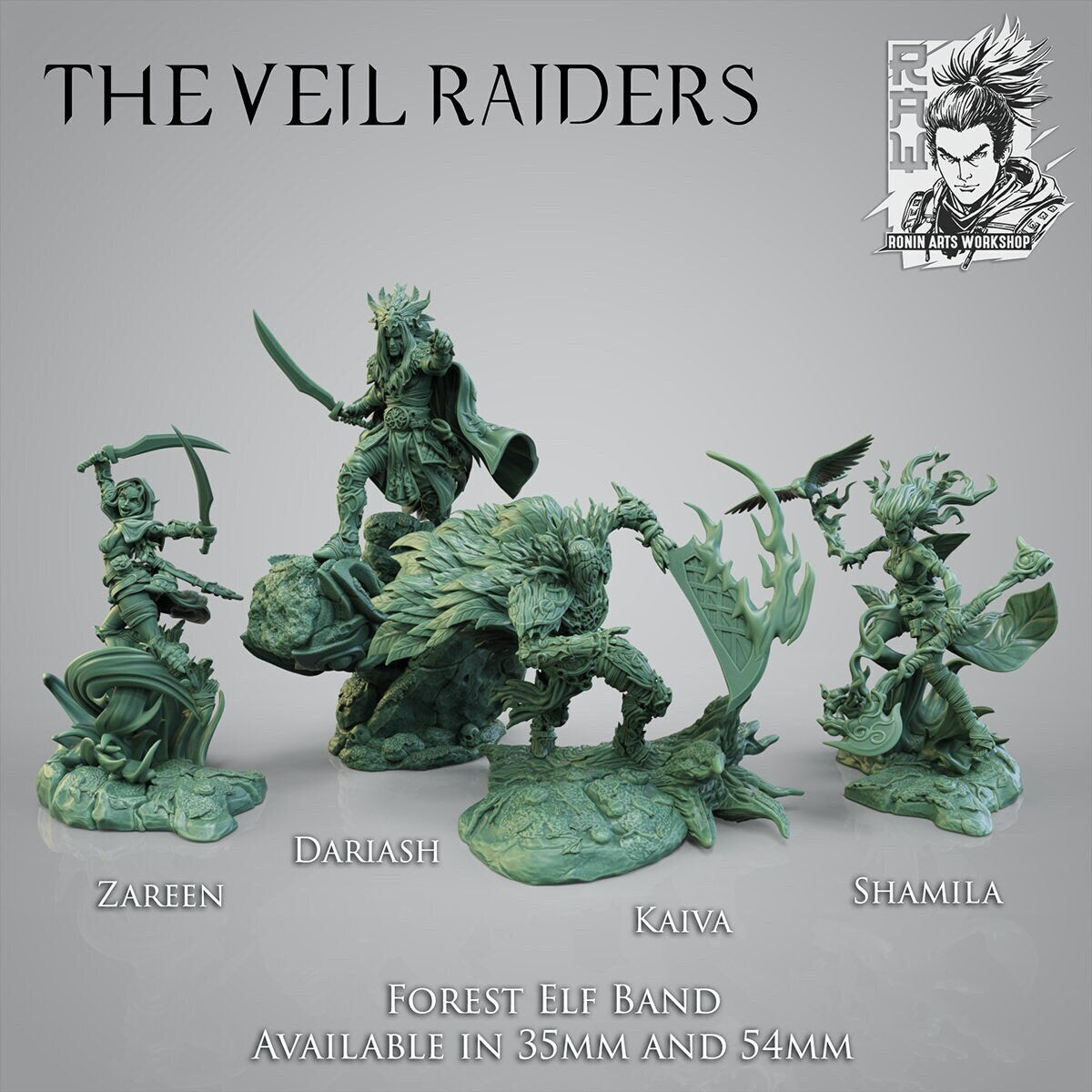 Wood Elf Warband | The Veil Raiders | Resin 3D Printed Miniature | Ronin Arts Workshop