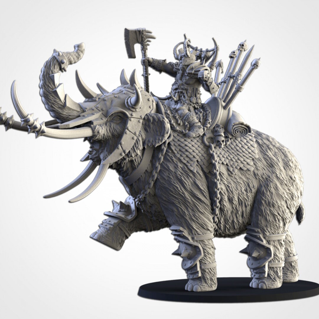 Ogre Khan on War Mammoth| | Northern Ogres | Resin 3D Printed Miniature | Txarli Factory | RPG | D&D | Warhammer