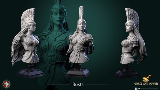 Athena | Grace and Power | Bust | Resin 3D Printed Miniature | White Werewolf Tavern