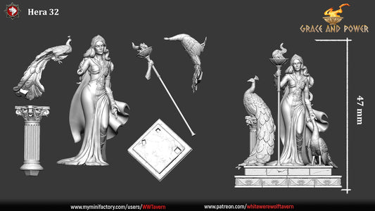 Hera | Grace and Power | Multiple Scales | Resin 3D Printed Miniature | White Werewolf Tavern