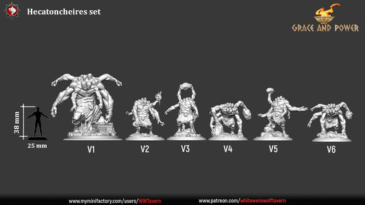 Hecatoncheires Set | Grace and Power | Resin 3D Printed Miniature | White Werewolf Tavern | RPG | D&D | DnD