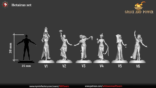 Hetairas Set | Grace and Power | Resin 3D Printed Miniature | White Werewolf Tavern | RPG | D&D | DnD