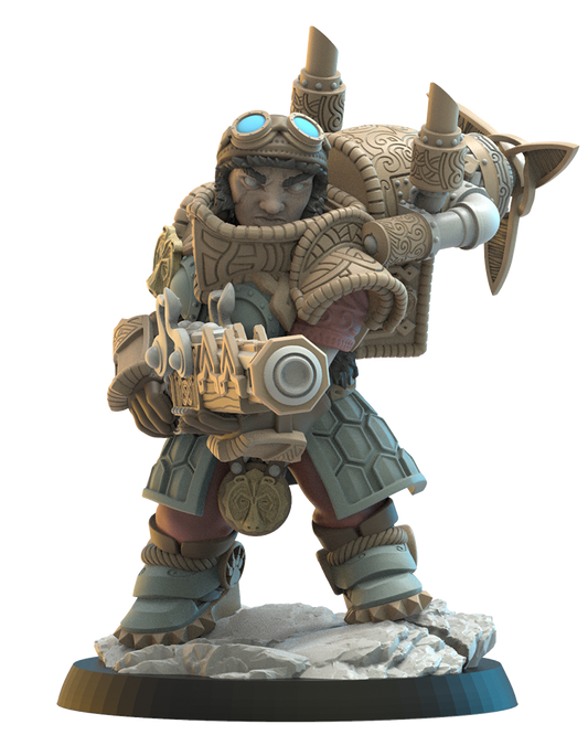 Inga, Engineer Captain | Niavellir Dwarves | Lost Kingdom Miniatures