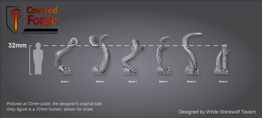 Scale reference: Kraken Tentacles at 32mm scale beside a 32mm human silhouette
