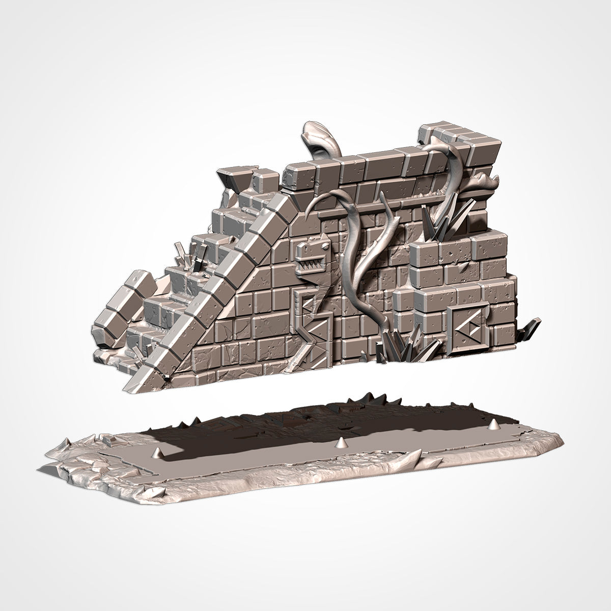 Ruin 2: wall and ground plate, exploded view (Txarli Factory render)