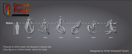Scale reference: Mermen at 32mm scale beside a 32mm human silhouette