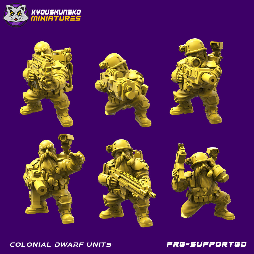 Colonial Space Dwarf Infantry Units | Space Dwarfs / Squats / League of Votann | Resin 3D Printed Miniature | Kyoushuneko